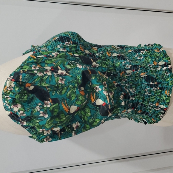 Anthropologie Dolan Left Coast Smocked Puff-Sleeved Top in GREEN M NEW - Picture 8 of 9